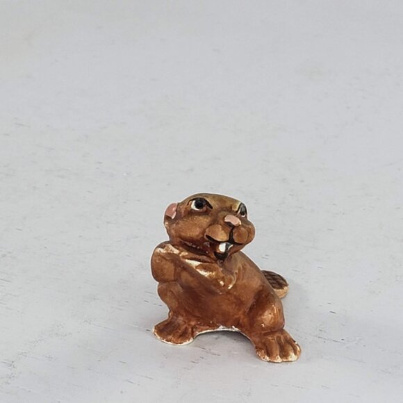Vintage Hagen Renaker Aurasperse Beaver Miniature Figurine Paws Up - Picture 3 of 6
